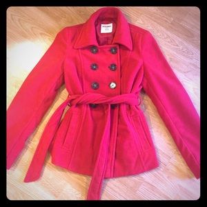 Like New Red Pea Coat Small - Old Navy